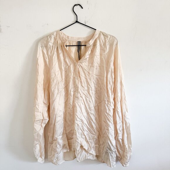 Raquel Allegra Cream Pop Over Silky Blouse 0/S - Picture 1 of 6